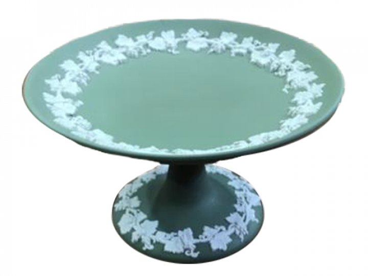 Green Jasperware compote - candy dish