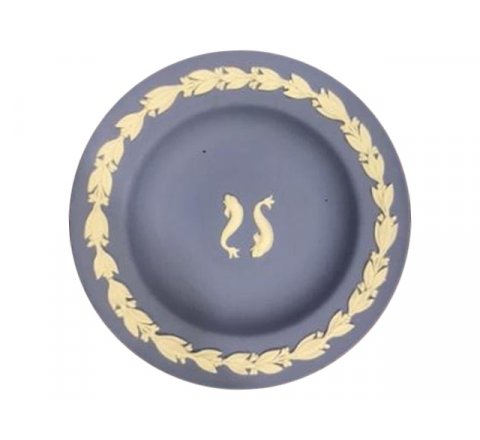 Blue Jasperware zodiac compotier Pisces plate