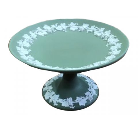 Green Jasperware compote - candy dish