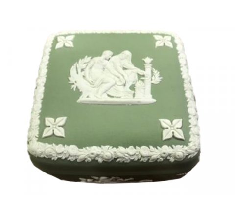 Green Jasperware square box covered